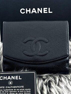 Chanel Wallet Coco Stitch Hook Caviar Bifold Black
